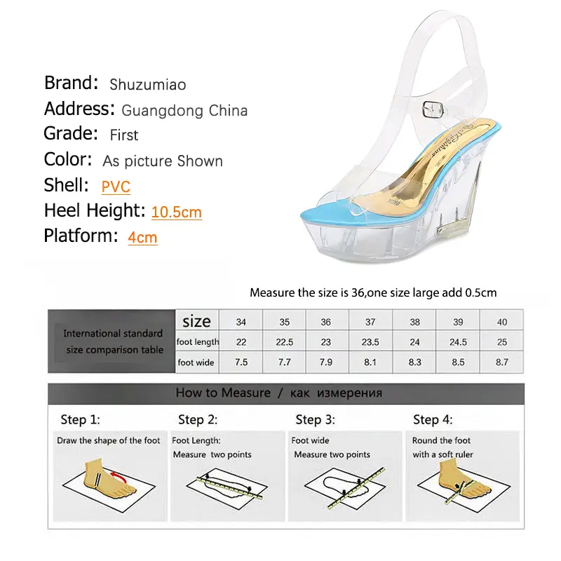 Shuzumiao Brand sandalias mujer Wedge Sexy Crystal heel Platform Sandals High Heels 10.5cm Women Shoes Summer New Party Slides