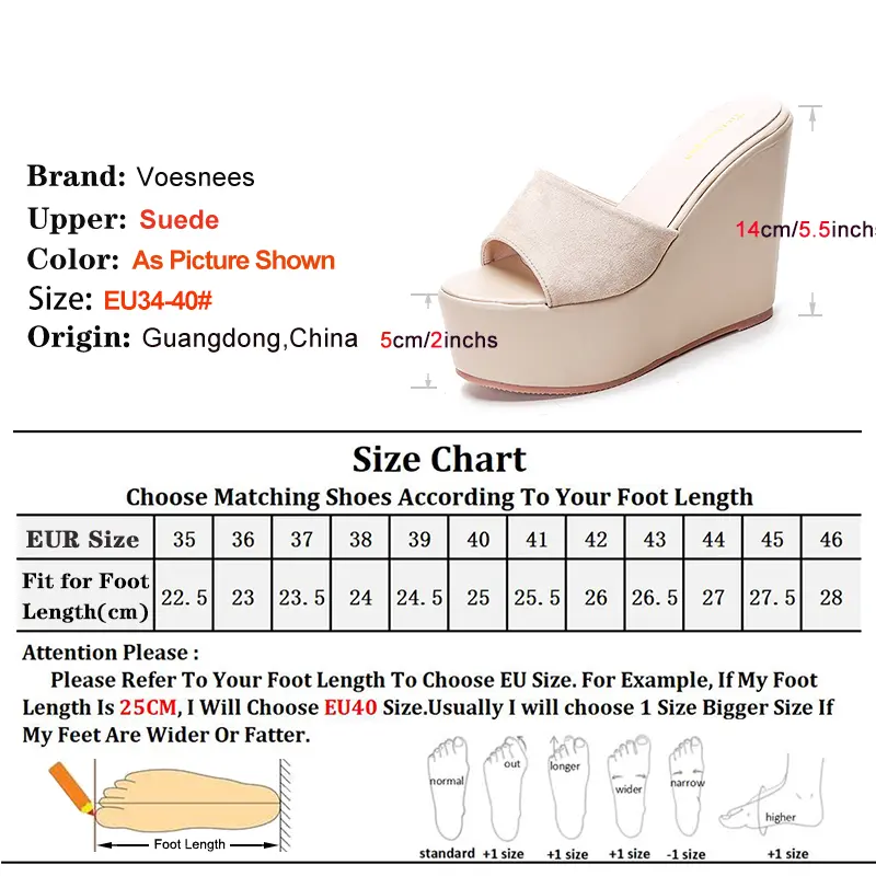 Summer High Heels Women Slides Slippers 2025 New Thick Bottom Wedges Suede Sandals For Woman 14CM Slip-on Outdoors Casual Shoes