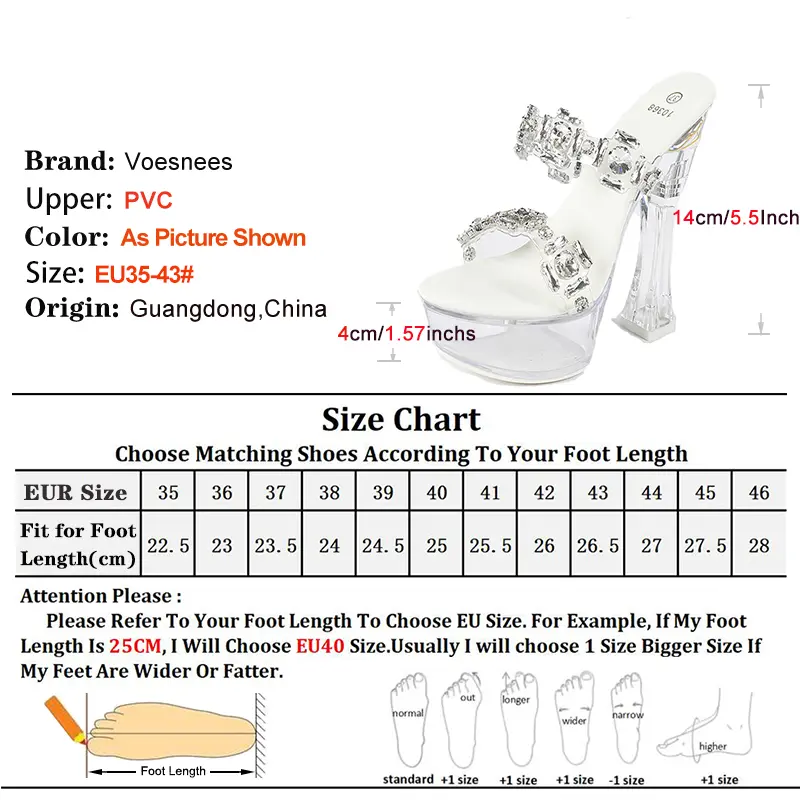 All Transparent Jelly Slippers Women 14CM Thick Heel Fashion Model Catwalk Shoes Designer New Summer Shiny Rhinestone Sandals