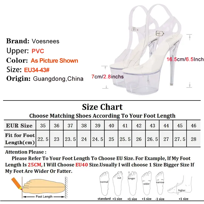 Transparent Sandals 16.5CM Thin Heels Women Platform Buckle Strap Dance Shoes Summer Nightclub Light Up Catwalk Shown Sandals