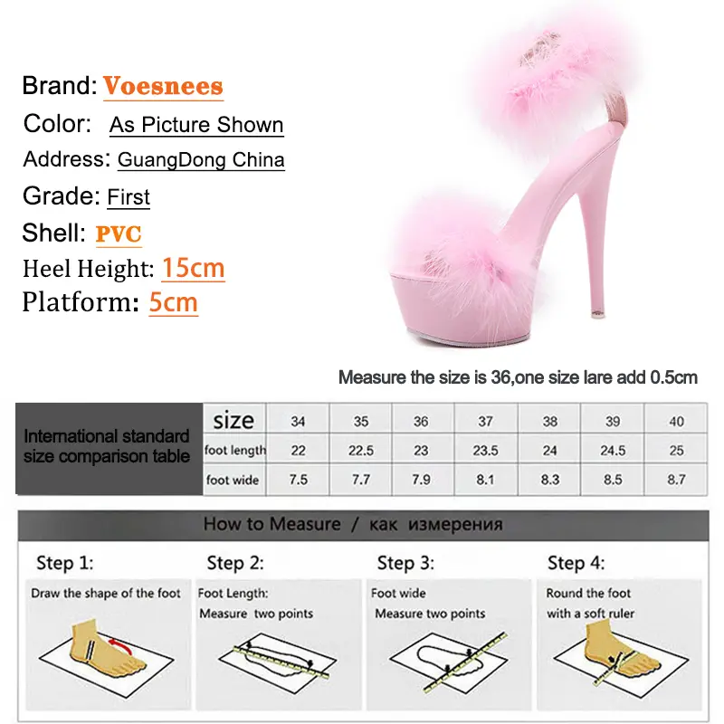 2022 New15CM Sandals for Women Model High Heels Fine With Sexy Black Platform Heels Ultra-High-Heel Furry Sandals Women's Shoes