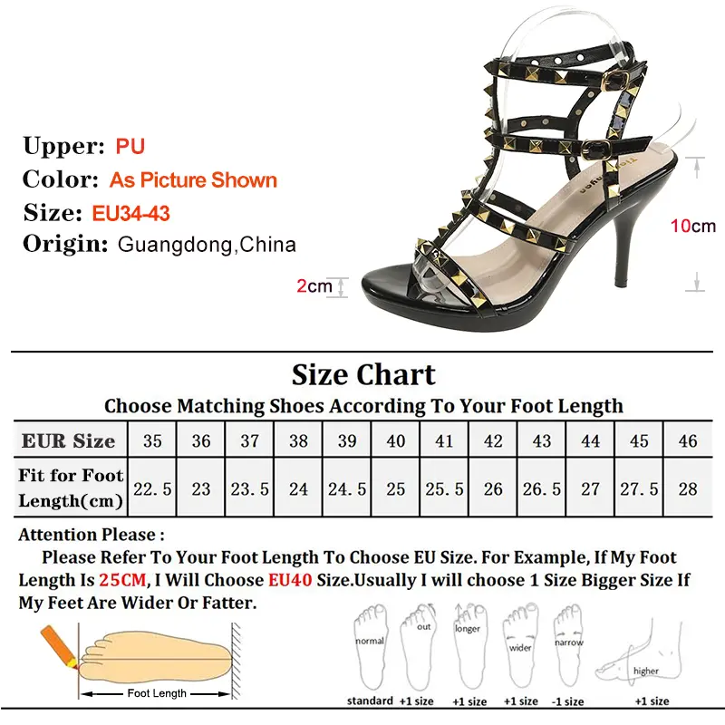 Summer Fashion Rivets Women's High Heels Sandals 10cm Thin Strap Gladiator Pumps Sexy Party Shoes in Naked Color plus Size 43