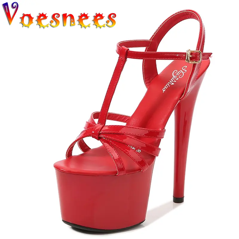 Naked Color Shoes Stripper Heels Women Sandals Sexy Shoes Party Club Sandals 17 CM Platform High-heeled Wedding Shoes Pole Dance