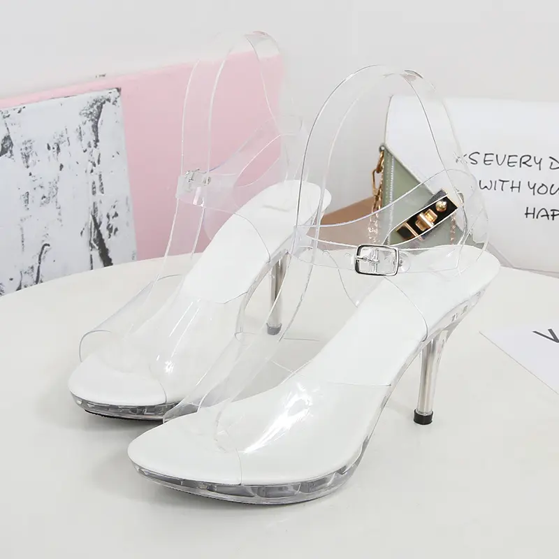 Transparent Crystal High-heeled Female Sandals Professional Shoes Women Non-slip Bottom Fashion Sexy Ladies Fish Mouth Slippers