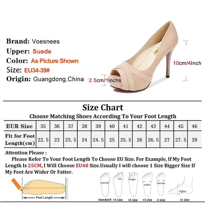 10CM/4Inch Designer New Work High Heels Sexy Peep Toe Spring Autumn Women Pumps Faux Suede Fashion Platform Party Shoes Mujer
