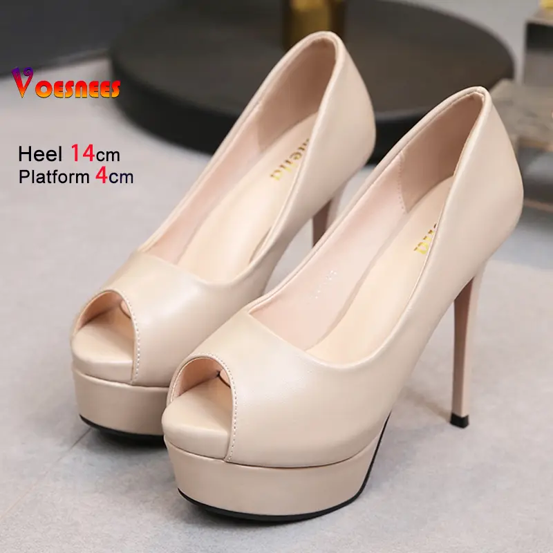 Matte Upper High-quality Women Shoes 2025 New Simple Style Thick Sole Thin Heels Shallow Office Shoes 14CM Elegant Female Pumps