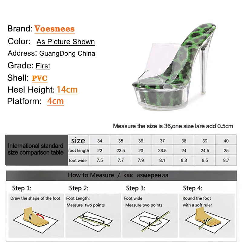 Women Sandals Platform Transparent Leopard Print High Heels Model Fashion Show Shoes 2023 Summer PVC Sexy Slippers New Plus Size