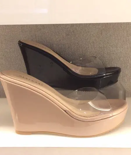 Summer Slippers Woman Transparent Wedges Slides Platform High Heel 9.5cm Shoes Women Mules Casual Flip Flops Wedges Ladies Shoes