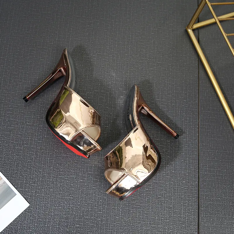 2020 New Sandals Summer High-heeled Shoes With Thin Heels Thick Bottom Comfortable Waterproof Sandal Ladies Slippers Gold Silver