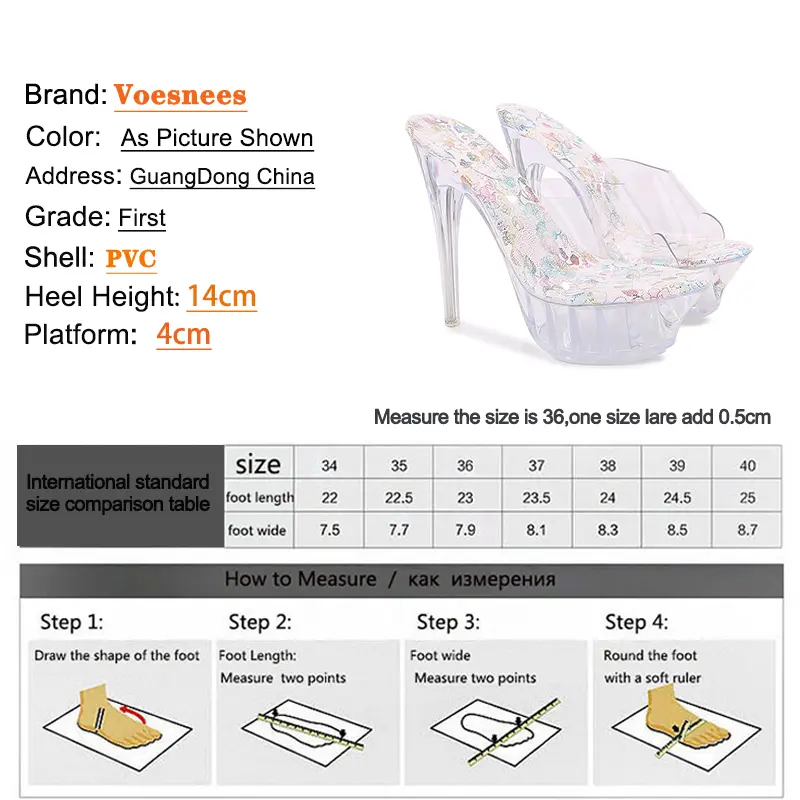 Women's Platform Summer Slippers 14CM Thin Heel Transparent Sandals Fashion Model Shoes European And American Crystal High Heels