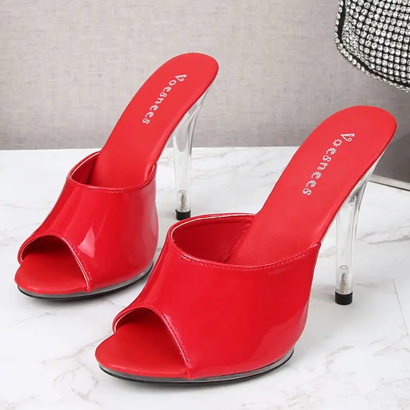 Voesnees 2021 Summer Women Wild Nature Leopard Print Slippers 11CM Sexy Open Toe Stiletto Shoes New Fashion Office Sandals Shoes