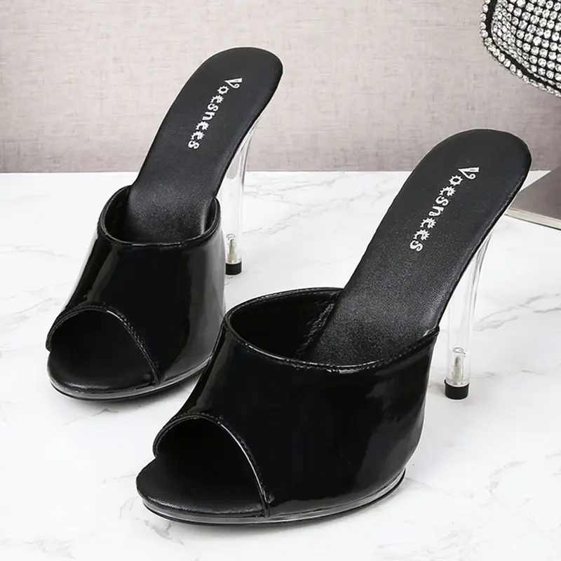 Voesnees 2021 Summer Women Wild Nature Leopard Print Slippers 11CM Sexy Open Toe Stiletto Shoes New Fashion Office Sandals Shoes