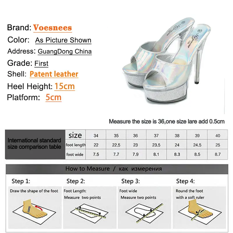 15CM Sexy Party Slippers Club Stage High Heels 2023 New Transparent Platform Models Shoes Holographic Vamp Summer Women Sandals