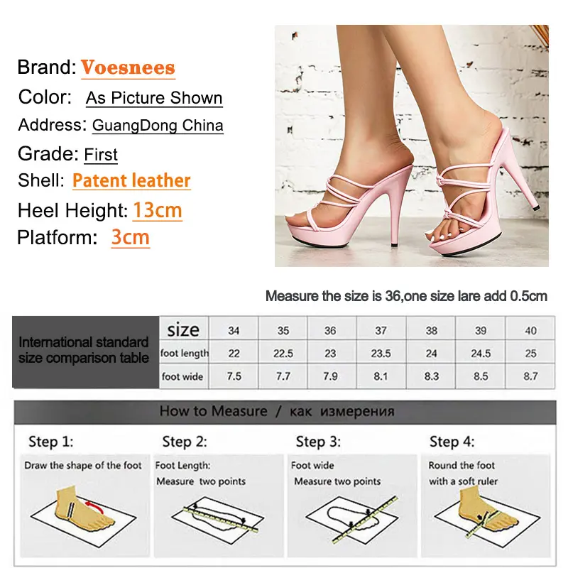 Summer Platform Women's Slippers 13CM Sexy Narrow-band High Heels Designer Outdoor Sandals Large Size Party Ladies Shoes Mules