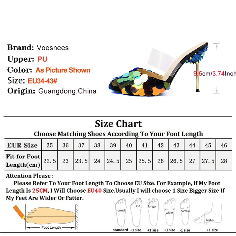 Pointed Toe Slippers Women Thin High Heels Europe And America Catwalk Show Shoes 2024 New Summer Sequin Sandals Elegant Heels