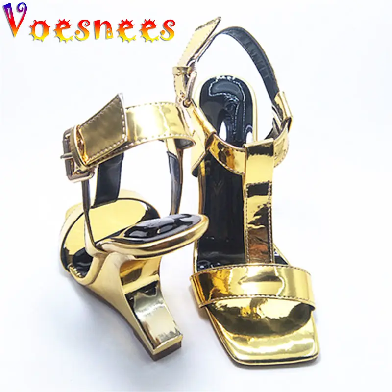 Summer 2022 New European And American High Heels Fashionable Wedges Super Stable Stage Sandals Model Party No Heel Women's Shoes