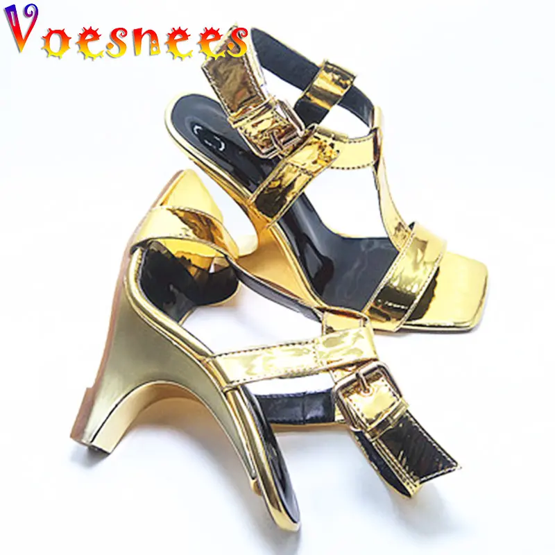 Summer 2022 New European And American High Heels Fashionable Wedges Super Stable Stage Sandals Model Party No Heel Women's Shoes