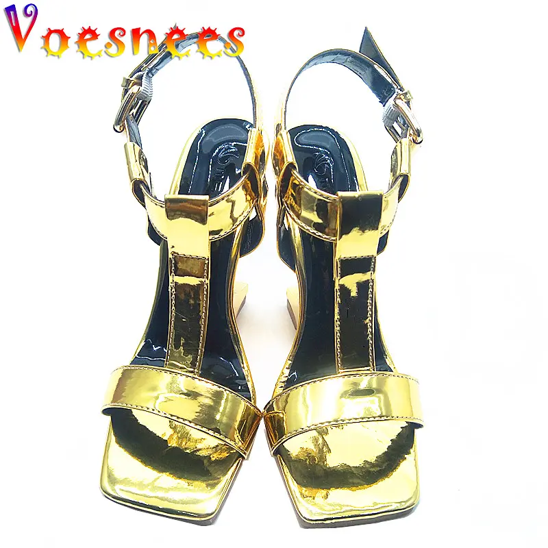 Summer 2022 New European And American High Heels Fashionable Wedges Super Stable Stage Sandals Model Party No Heel Women's Shoes