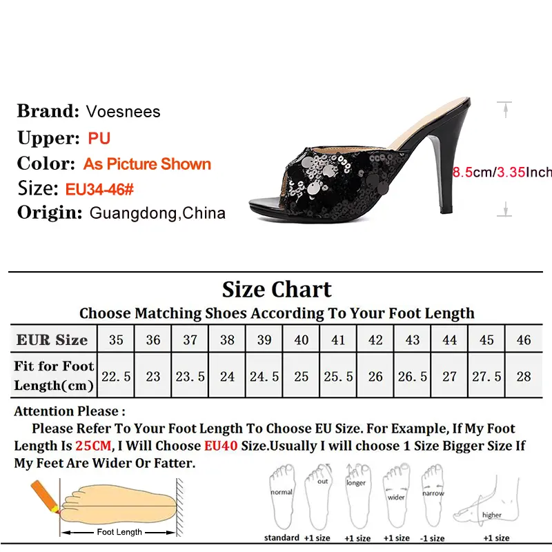 Glitter Slippers 2024 New Women Thin High Heels Summer Everyday Home Slip On Female Shoes Elegant Lady Sequined Sandals 34-46
