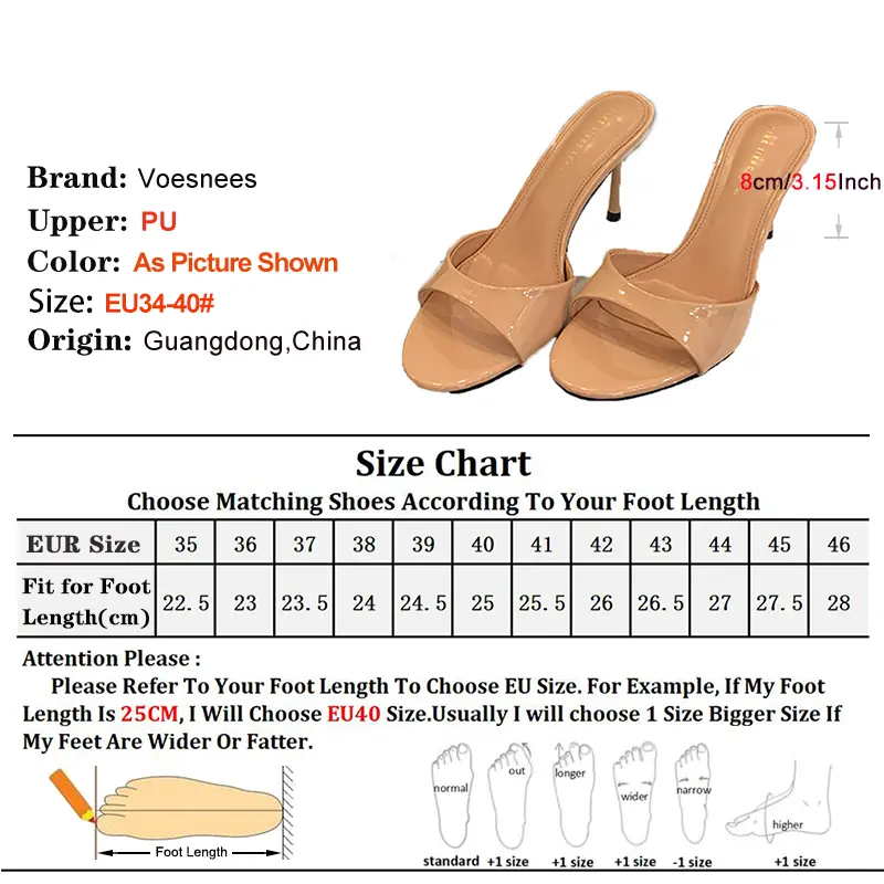 Size 34-40 Women 8CM High Heels Summer Slippers Fashion Peep Toe Stiletto Slides Sandals For Ladies Solid Elegant Party Shoes