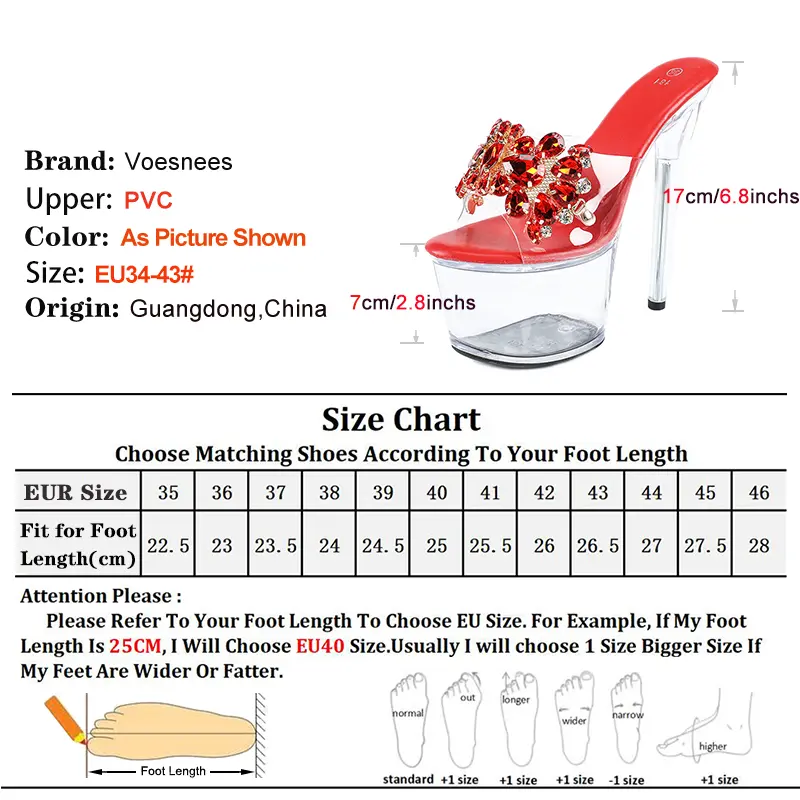 New Rhinestone Slippers Woman Transparent High Heels 17CM Thin Heel Slides Summer Clear Platform Luxury Sandals Sexy Women Shoes