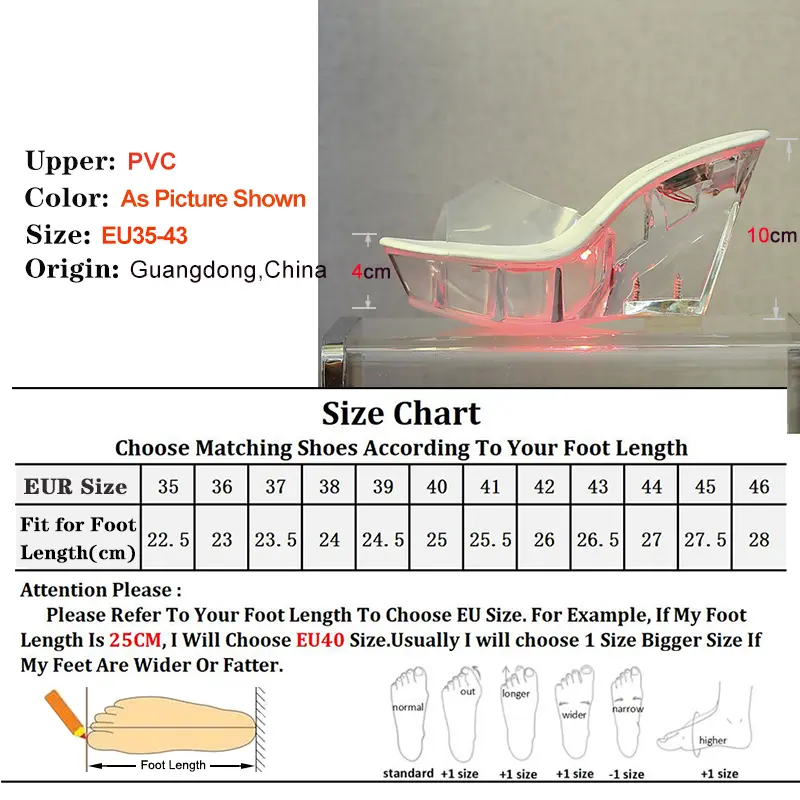 Transparent PVC Crystal Wedge Heel Sandals Peep Toe High Heel Pumps Sexy Summer Shoes for Women Size 43