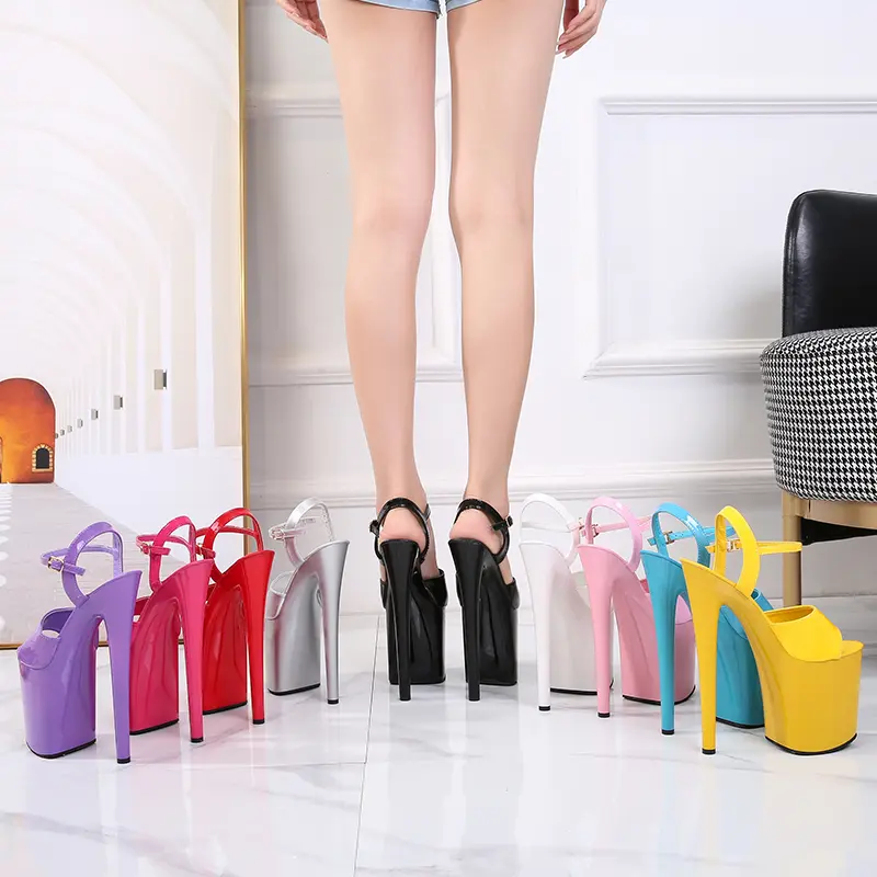 Walking Show Artifact Model high-heeled Shoes Sandals Thin-heeled 20cm Sexy Black Platform Hate Sky Women Shoes Summer New 2020