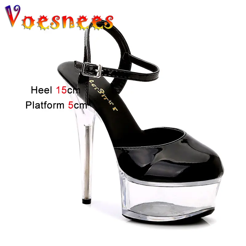 15CM Transparent Stiletto Party Sandals Crystal Waterproof Platform Model Walk Show Shoes 2023 Summer New Women Ultra High Heels