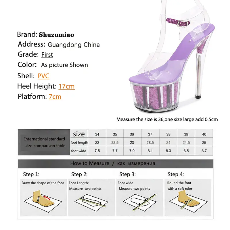 Steel Tube Dancing Shoes High-heeled Shoes Sandals  Thin-heeled 17cm Sexy Sequins Platform Hate Sky high-heeled Shoes Summer