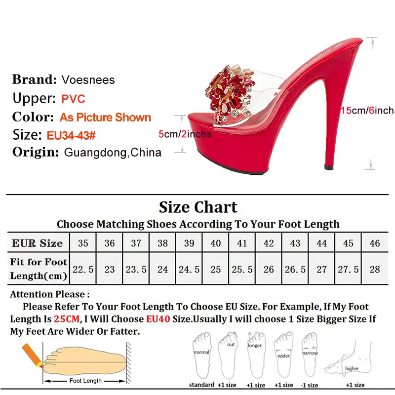 Luxury Rhinestones Transparent Slippers Women Platform Thin High Heels Model Catwalk Sandals 15CM Summer Night Club Stage Shoes