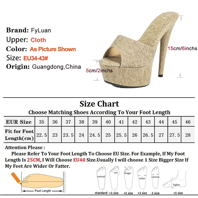 Comfort Cloth 15CM Thin High Heel Women Slippers 2025 New Summer Party Shoes For Ladies 5CM Thick Platform Model Show Sandals