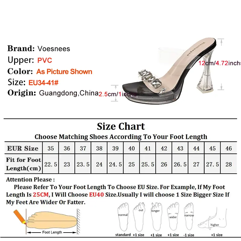 Clear High Heels 10CM 12CM Summer Thick Platform Sandals Women Slides Transparent PVC Crystal Shoes Shiny Rhinestone Slippers  ﻿