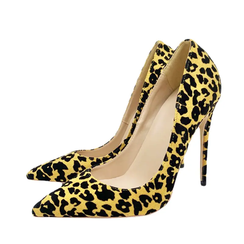 Leopard Pattern High Heels 12CM Fashion Pointed Toe Shallow Mouth Single Shoes European And American Sexy Women's Party Pumps
