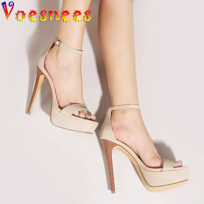 New Fashion Sandals Sexy Buckle Strap Summer Woman Wedding Party High Heels Shoes Club Comfort Square Head Platforms Women Pumps