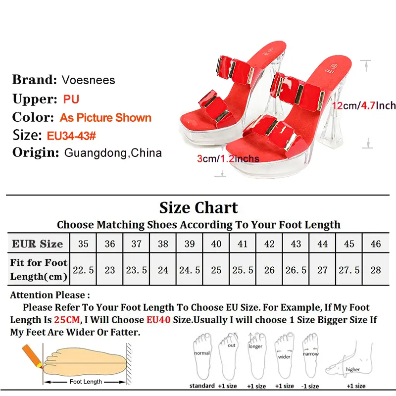 Women Platform Slippers 12CM Super High Heels Transparent PVC Slip-on Female Shoes Clear Heels Mules Summer Square Toe Sandals