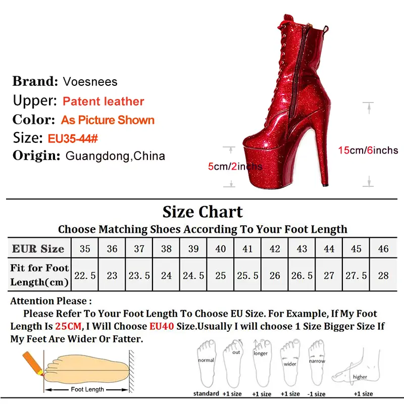 Blingbling Stiletto Short Boots Woman 20CM Ultrahigh Heels Europe and America Fetish Platform Boots Nightclub Pole Dance Shoes