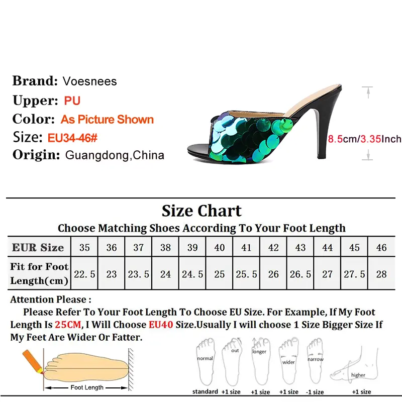 Elegant Lady Shoes 2025 Summer Women Slip-on Gold Glitter Sequins High Heels Club Nightclub Sandals Stiletto Slippers For Woman