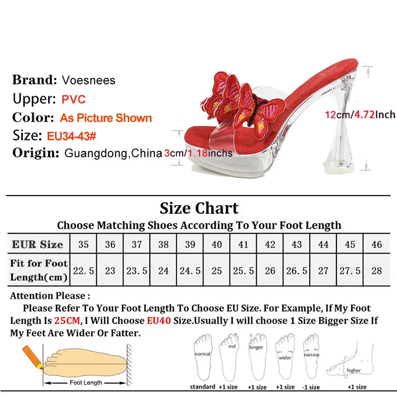 Transparent Slippers For Women 2025 New Fashion Butterfly Square Toe Sandals 12CM High Heels Clear Platform Summer Slip-on Shoes