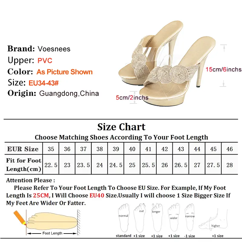 Designer 2024 New Transparent High Heels Slippers Women Platform Slip On Sandals 15CM Thin Heeled Summer Lady Party Shoes Gold
