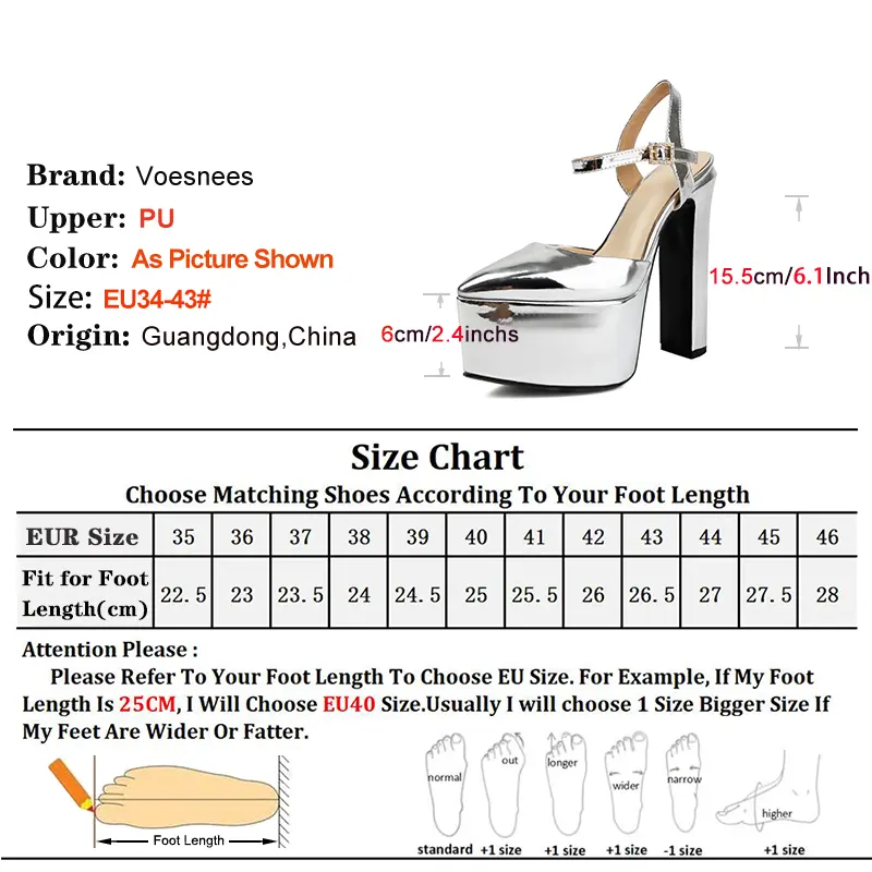 Plus Size Platform Sandals Europe and America Style Nightclub Shoes For Women Buckle Strap Thick High Heel Catwalk Party Sandals