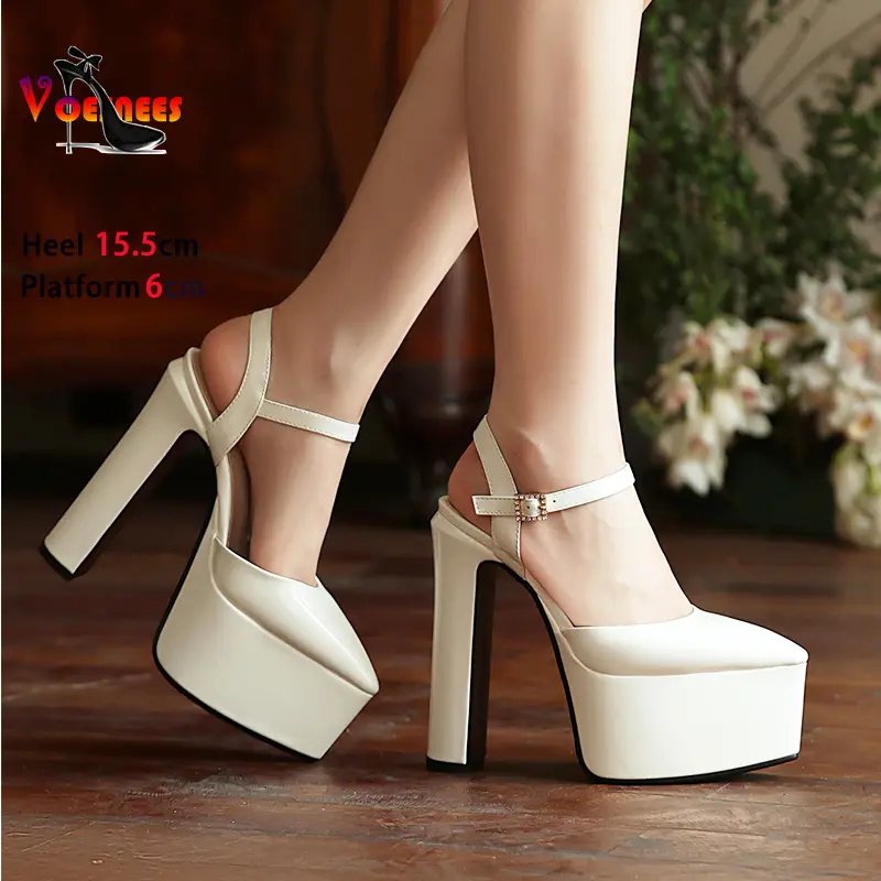 Plus Size Platform Sandals Europe and America Style Nightclub Shoes For Women Buckle Strap Thick High Heel Catwalk Party Sandals