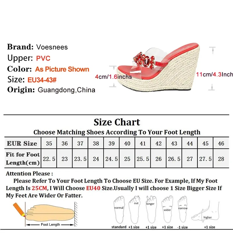 Luxury Rhinestones Ladies Slippers Platform Sandals For Women Transparent PVC Wedges High Heels Mules 11CM Summer Female Shoes