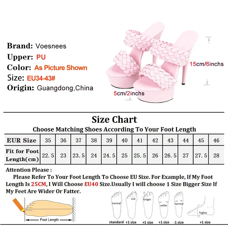 Women High Heels Slippers Runway Style Summer Roman Sandals 5CM Platform Slides Thin Heels 15CM Fashion Weave Shoes For Ladies