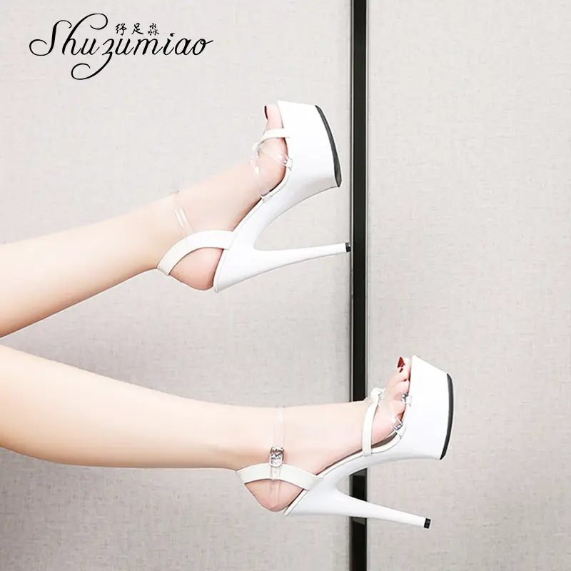 Stripper Pole Shoes Heel Luxury Brand Female Sandles Women Shoes Summer High Heels Platform Red Wedding Shoes Bride Cross Belt