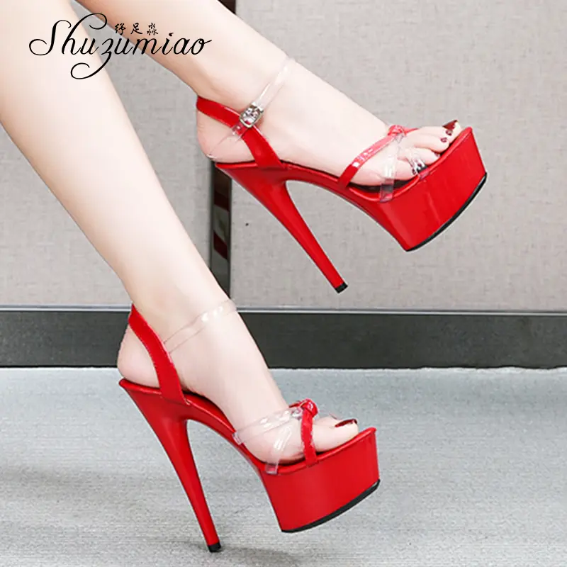 Stripper Pole Shoes Heel Luxury Brand Female Sandles Women Shoes Summer High Heels Platform Red Wedding Shoes Bride Cross Belt