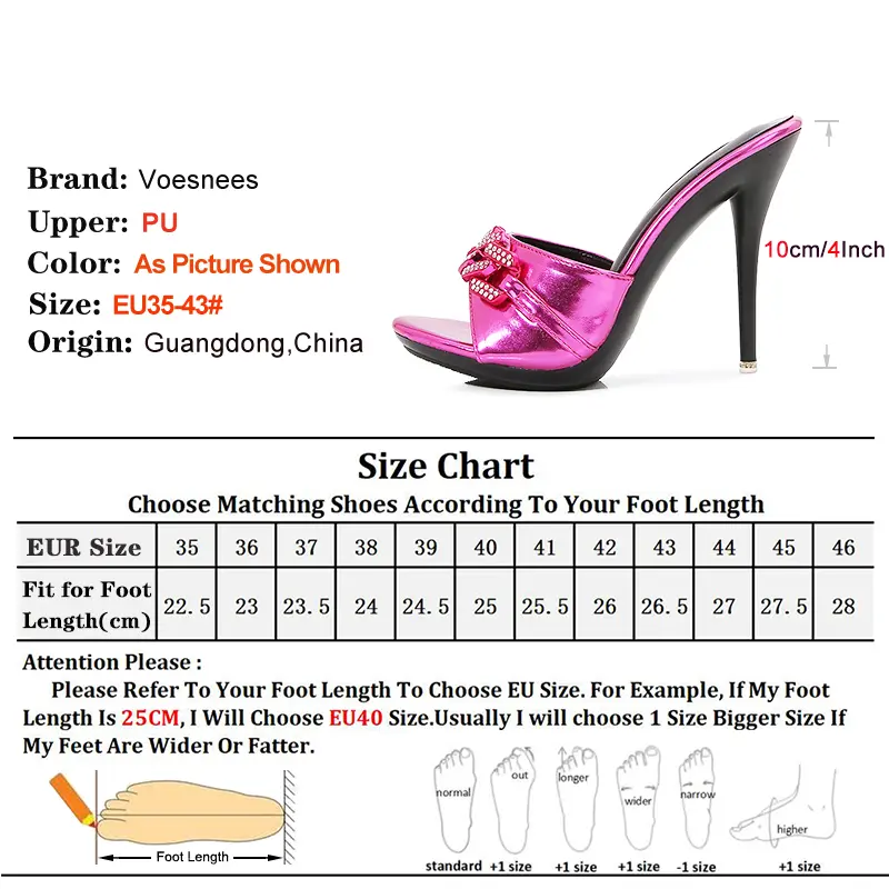 2025 Summer Women Chain Rhinestone Sandals 10CM Thin Heel Slides Slippers Plus Size 43 Fashion Ladies Slip-On Shiny Party Shoes