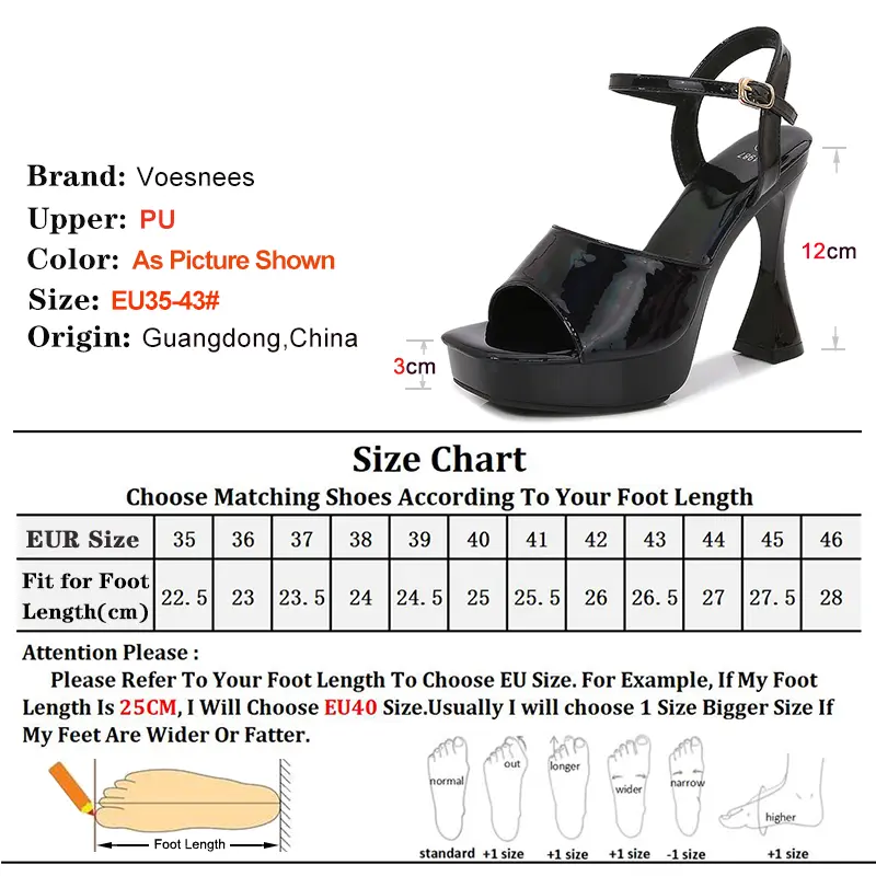 Sexy Black Chunky High-heeled Women Sandals Platform Super High Heels For Woman Square Heel Sandals Gladiator Party Dress Women