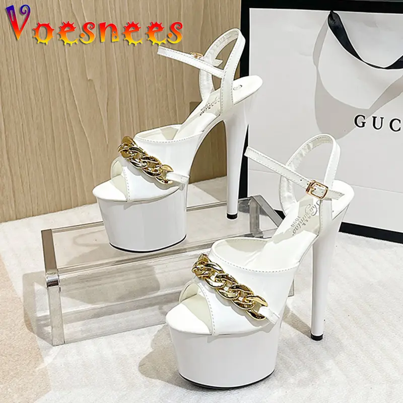 2022 New Brand Women Sandals Summer Shoes Sexy Thick High Heels Platform Dress Party Wedding Shoes Woman Pumps Stripper Heels