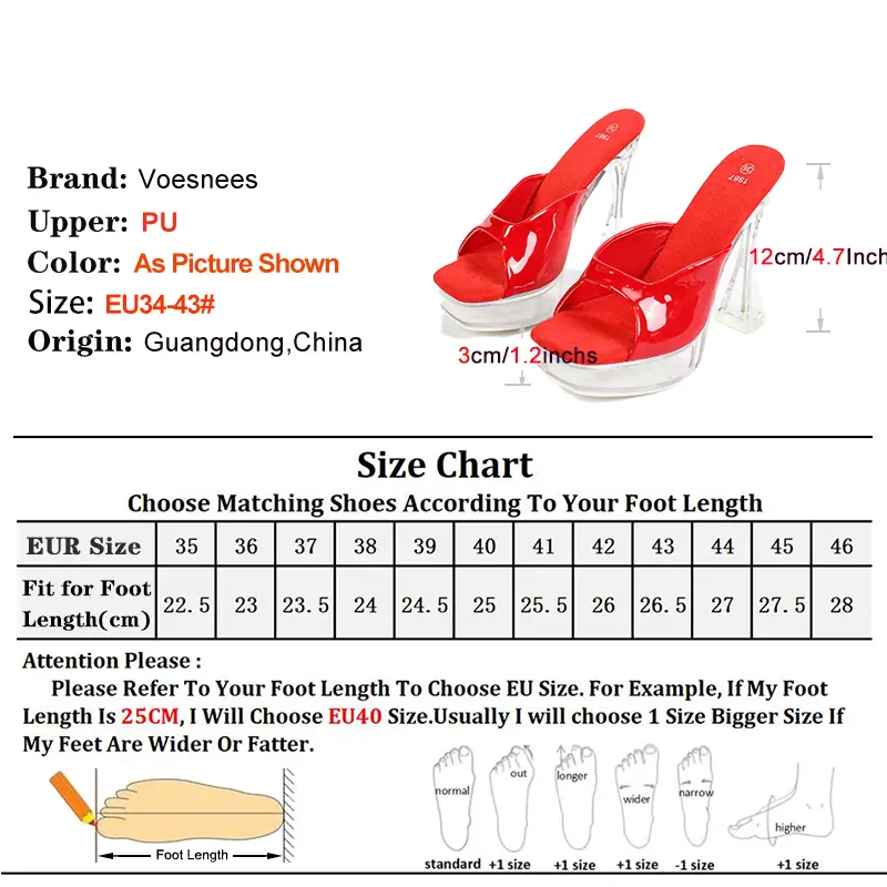 Soft Leather Women Slippers 12CM Pink Non-Slip High Heels 3CM Clear Platform Sandals Brand New Slides Summer Shoes For Ladies