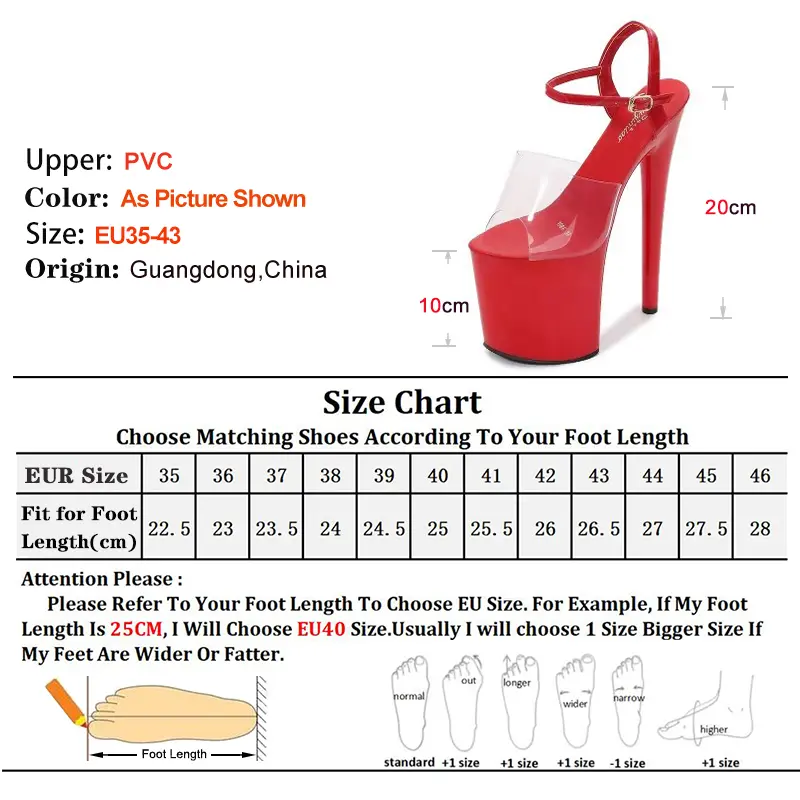 Summer New Sandals Women Sexy Fashion Stiletto High Heels 20CM Dance Shoes Pvc Upper High Heel Platform Open Toe Crystal Sandals